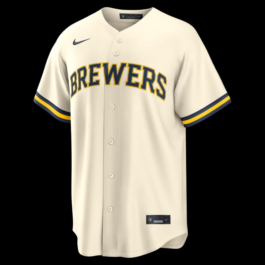 Brewers Nike cream home replica jersey, front