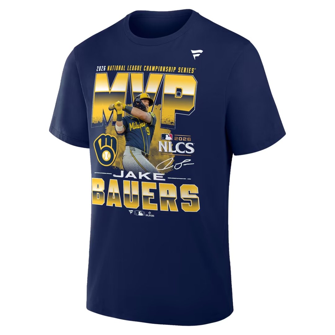 Jake Bauers Brewers NLCS MVP tee, angled front