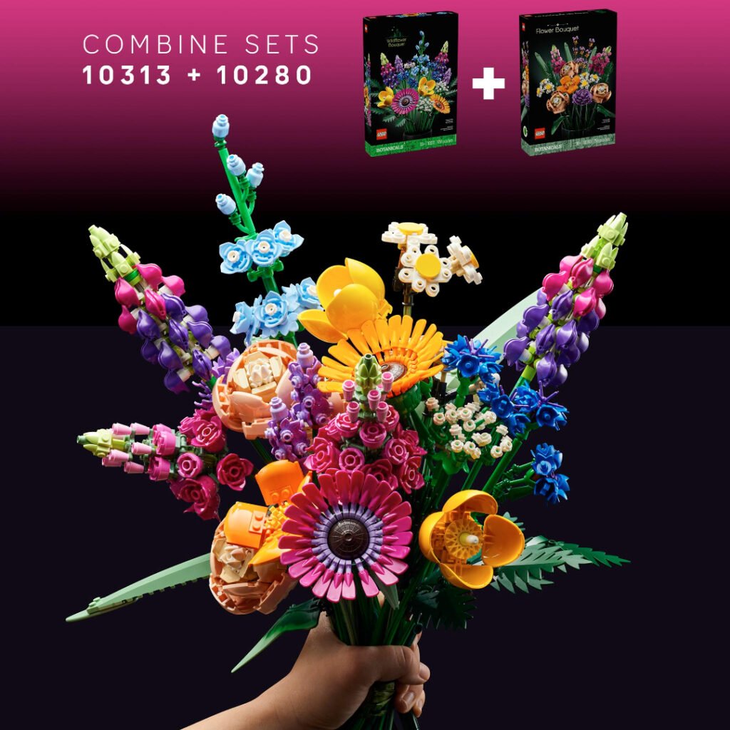 LEGO Botanicals Flower Bouquet 10280 combined with Wildflower Bouquet 10313