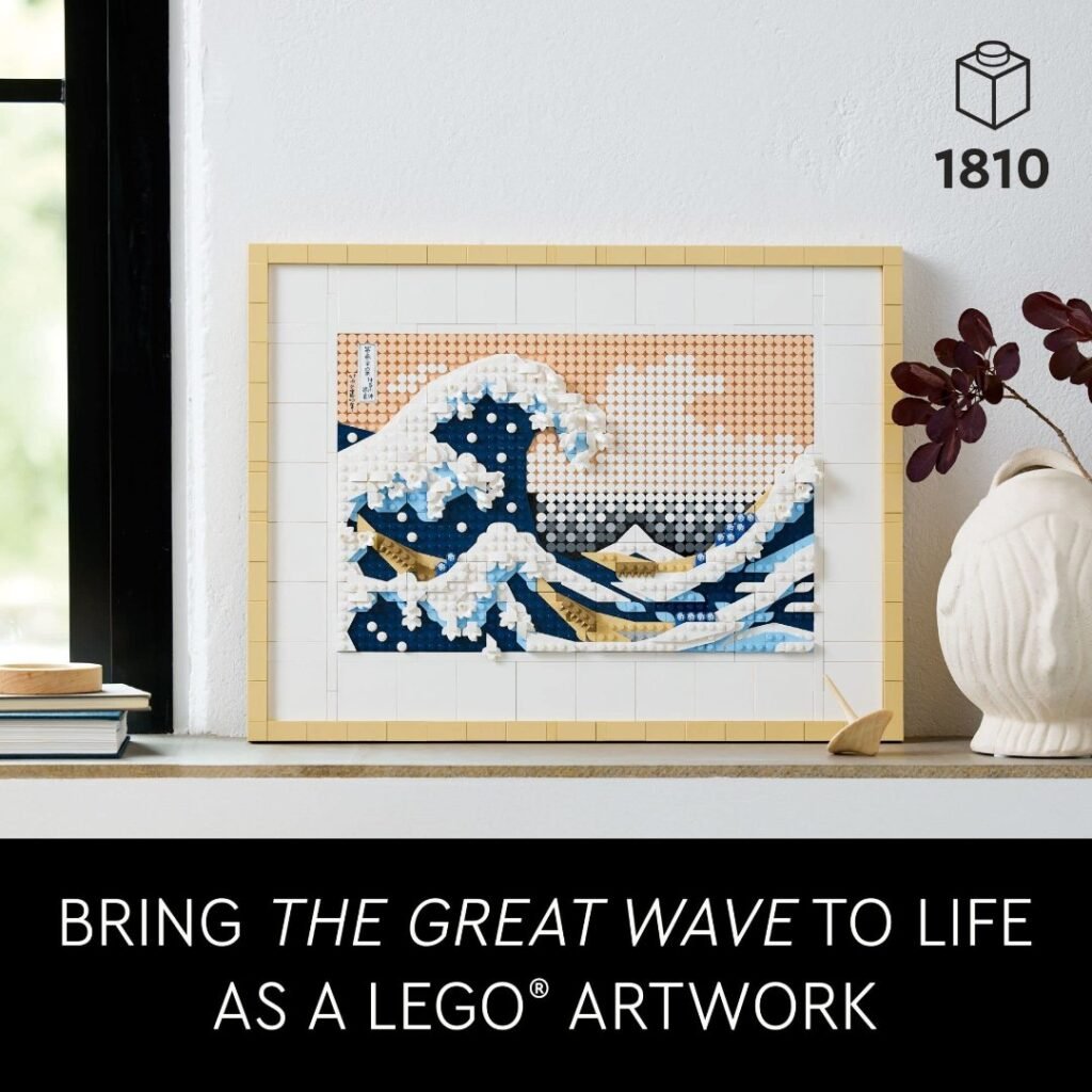 LEGO 31208 The Great Wave, 1,810 pieces displayed on a shelf