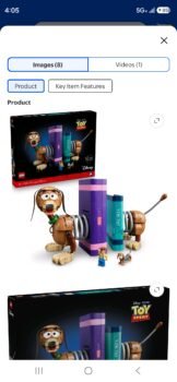 LEGO Disney Pixar Toy Story Slinky Dog set 43301 box and brick-built bookends