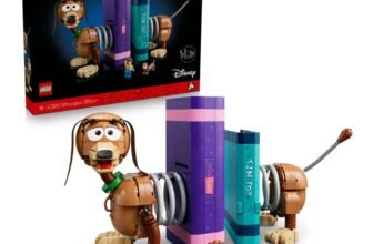 LEGO Disney Pixar Toy Story Slinky Dog set 43301 box and brick-built bookends
