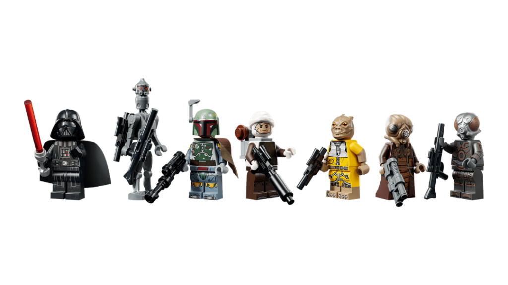 LEGO 75457 minifigures: Darth Vader, IG-88, Boba Fett, Dengar, Bossk, Zuckuss and 4-LOM