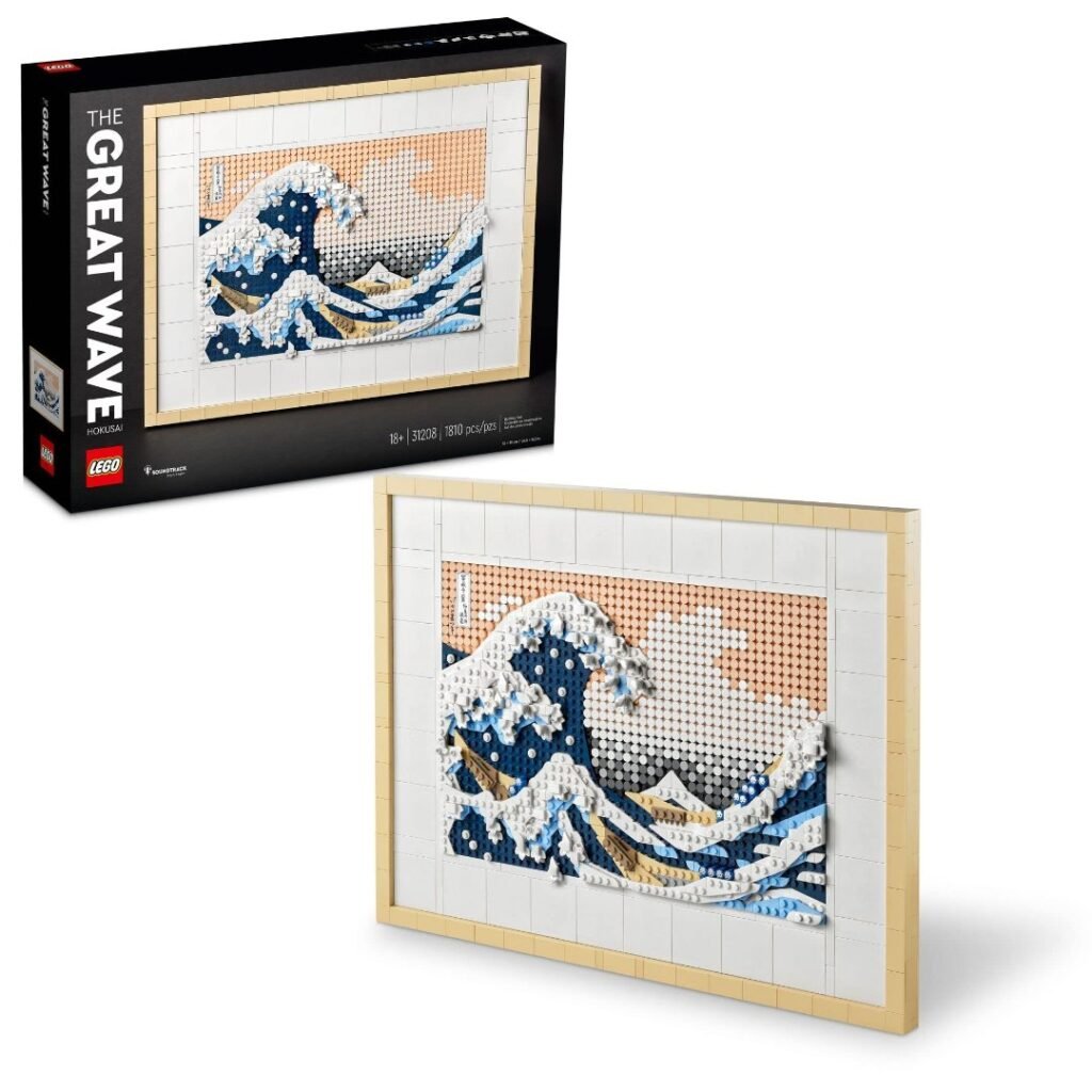 LEGO Art Hokusai The Great Wave 31208 box and framed artwork