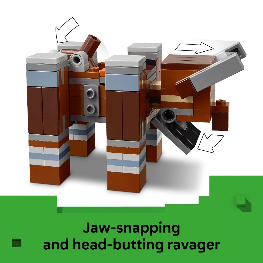 LEGO Minecraft 21278 buildable ravager with head-butting and jaw-snapping action