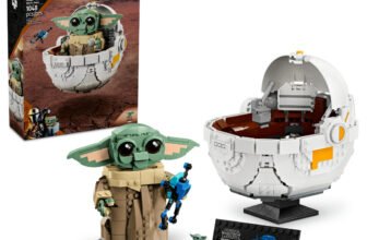 LEGO Star Wars Grogu with Hover Pram 75403 box and finished build