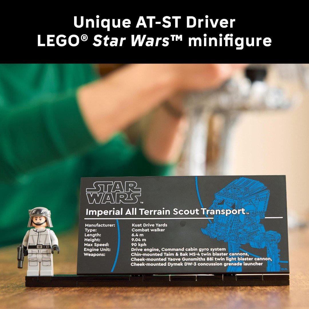 LEGO AT-ST Walker 75417 info plaque with AT-ST Driver minifigure