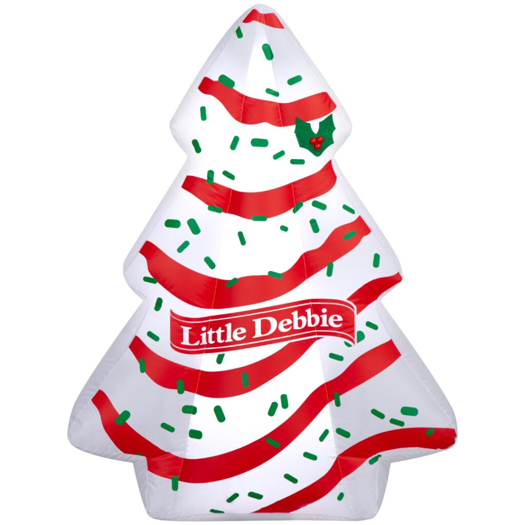 Little Debbie Christmas Tree Cake 4.5 ft yard inflatable front view