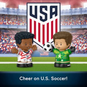 Little People Collector U.S. Soccer #50 field player and #00 goalkeeper in front of USA crest