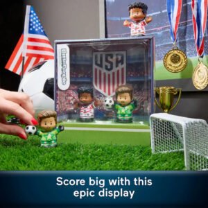 Little People Collector U.S. Soccer set displayed with soccer ball, trophy and medals