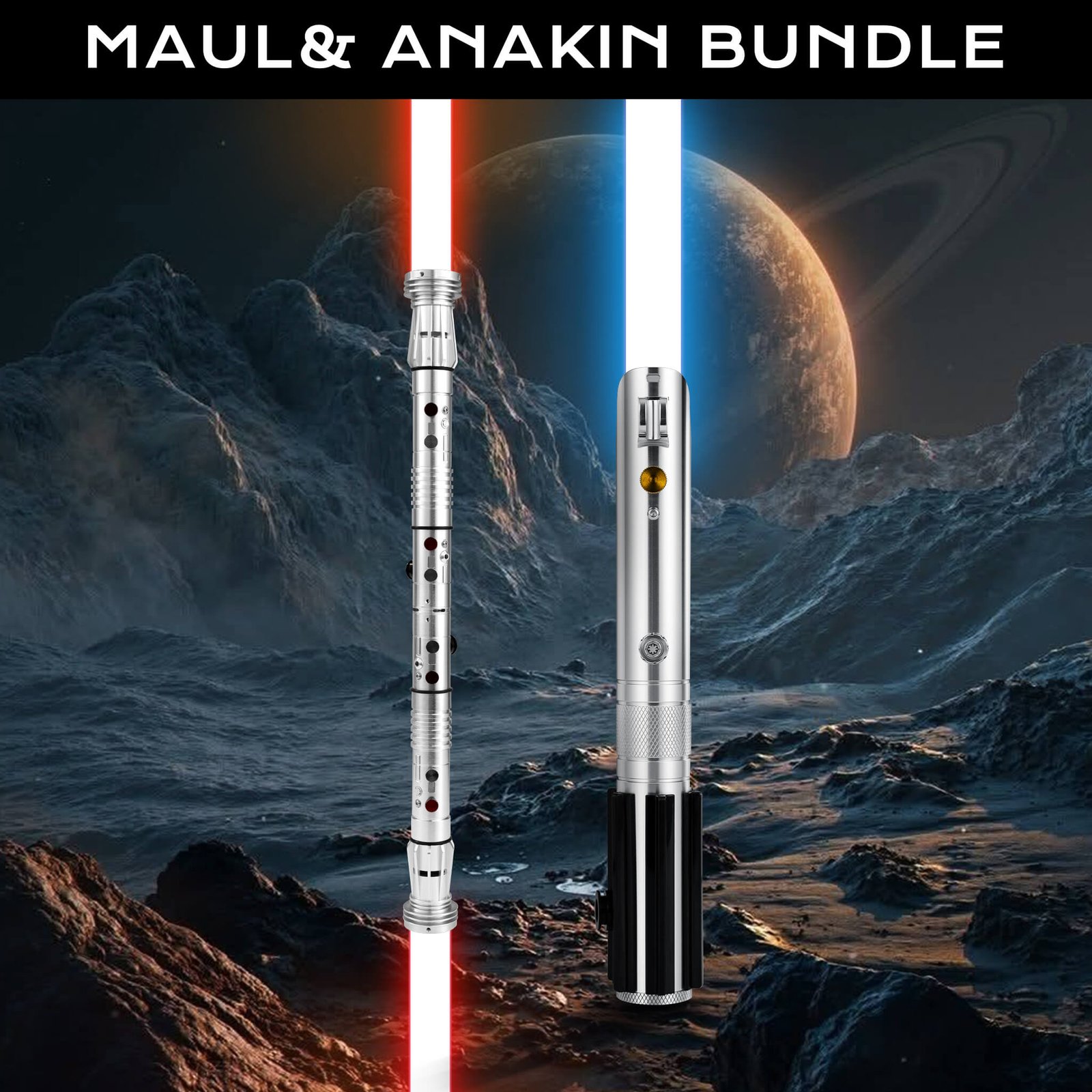 Darth Maul double-bladed and Anakin metal lightsaber set