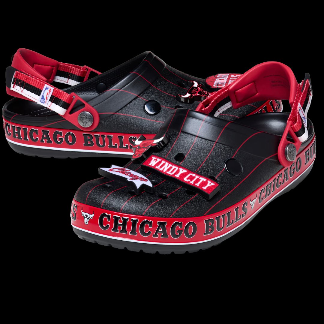 NBA Chicago Bulls Crocband Clog pair with team Jibbitz charms