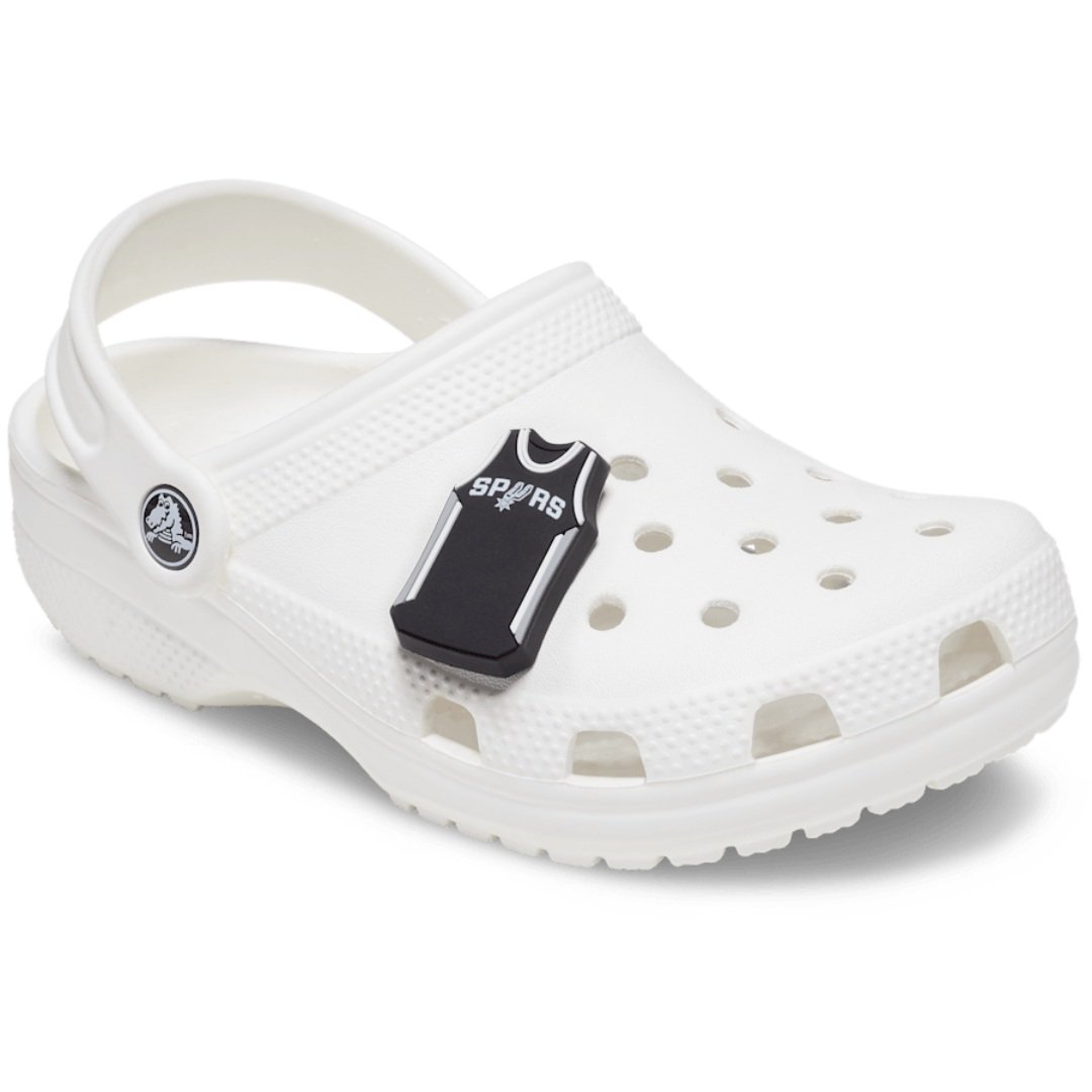 NBA San Antonio Spurs Jibbitz charm on a Crocs clog