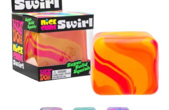 NeeDoh Nice Cube Swirl box with an orange swirl cube
