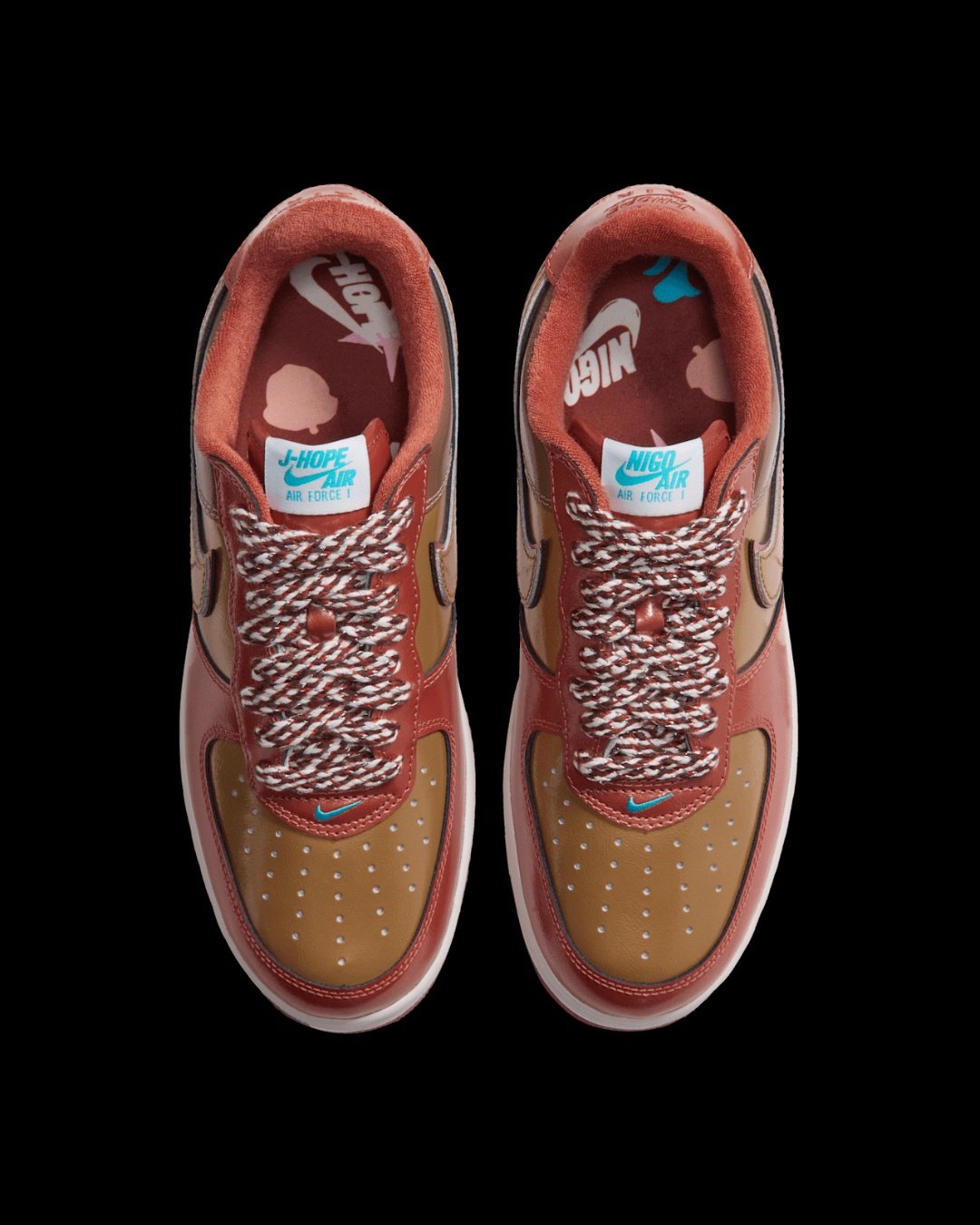 Nike Air Force 1 x NIGO x J-HOPE top-down view with rope laces