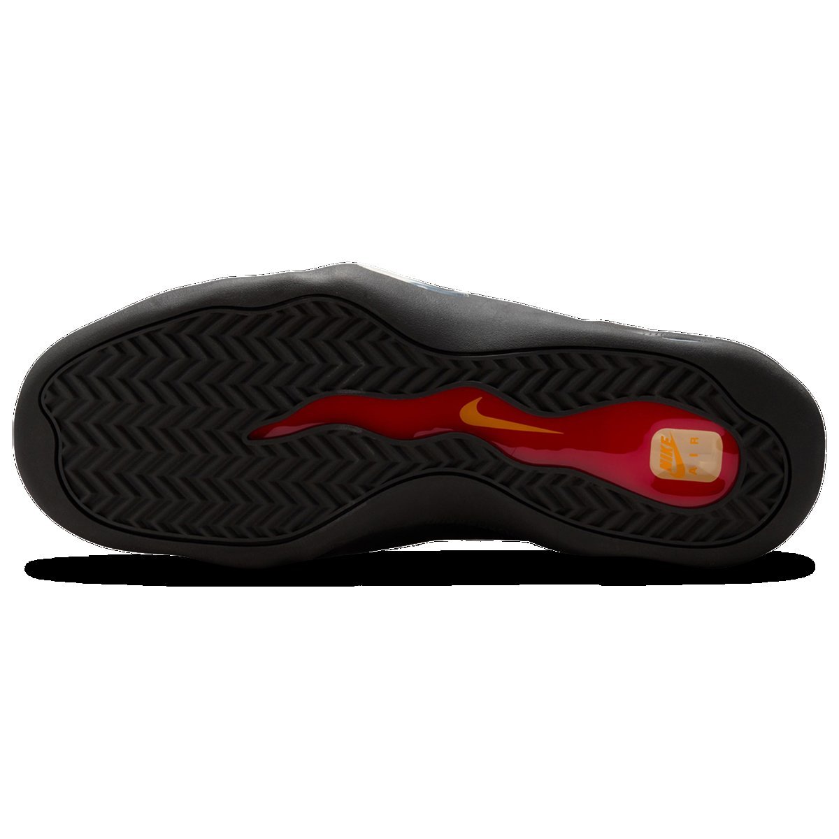 Outsole of the Nike Air Bakin High with red and yellow detailing