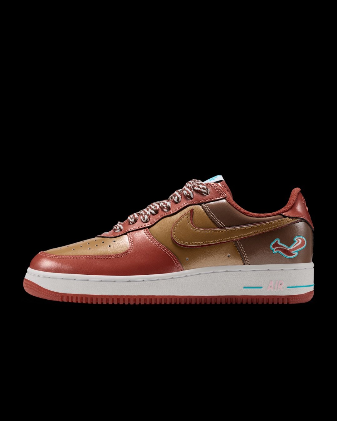 Nike Air Force 1 '01 x NIGO x J-HOPE Burnt Sunrise and Metallic Gold side profile
