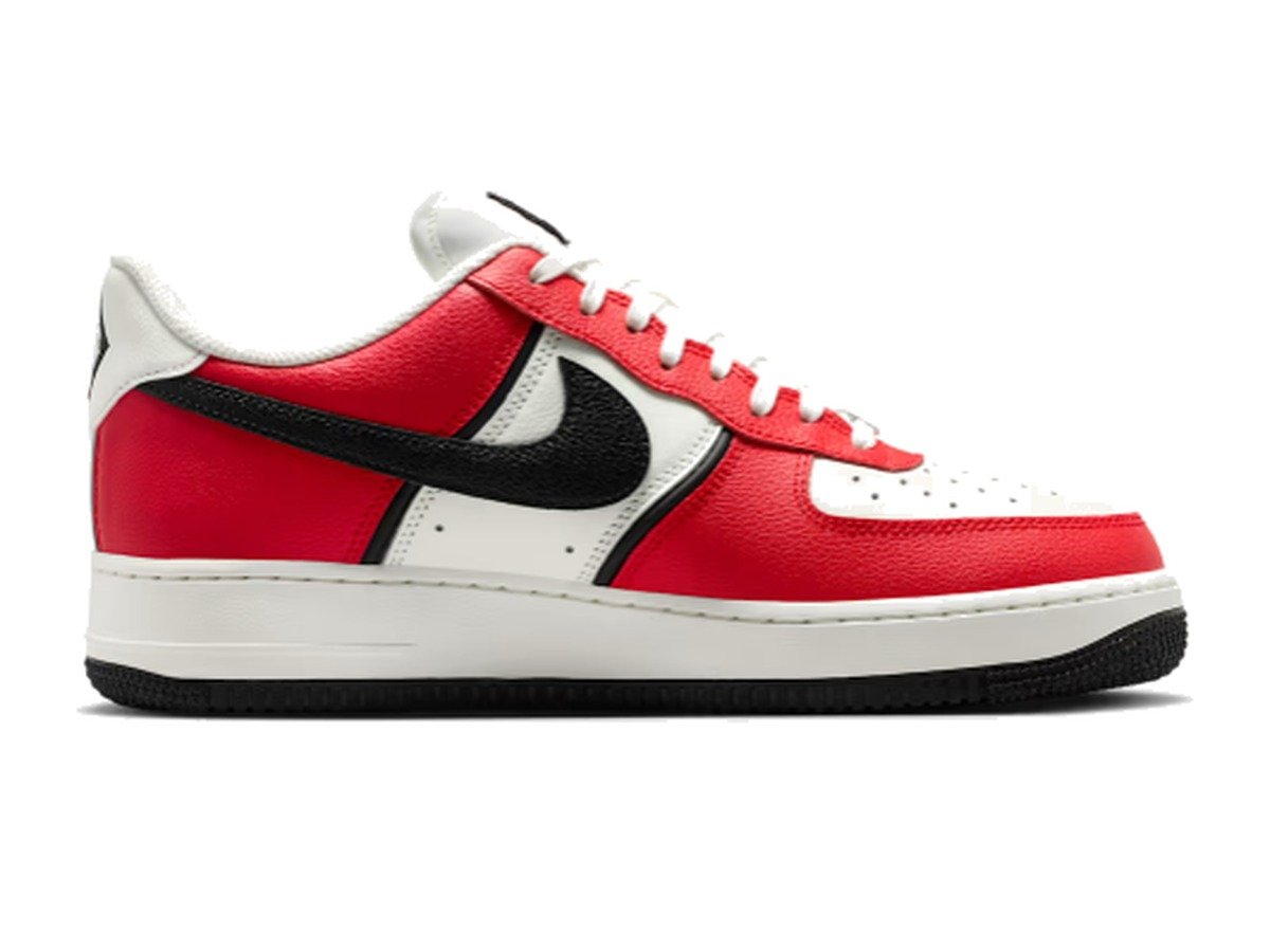 Nike Air Force 1 '07 LV8 men's shoe in red and white leather with black Swoosh