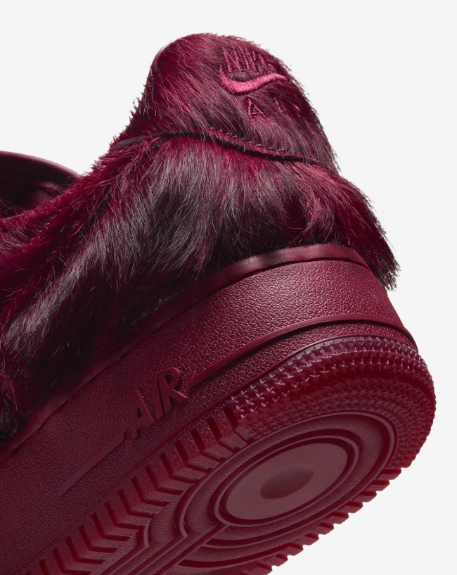 Heel view of the Nike Air Force 1 Low Team Red