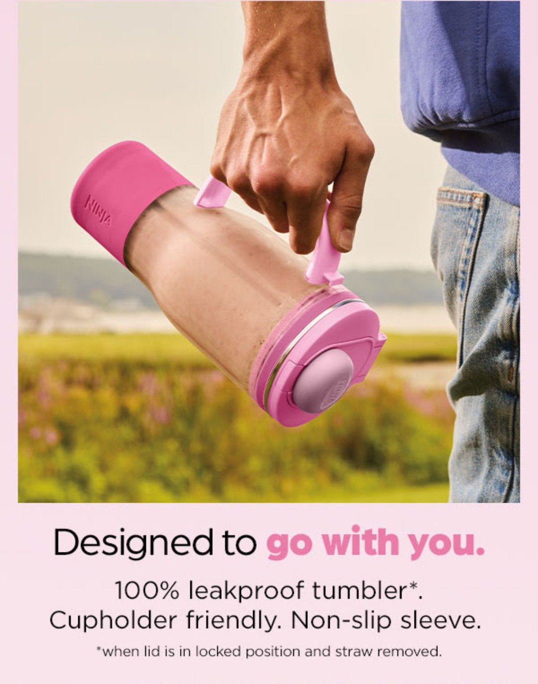 Ninja BlendBOSS leakproof tumbler carried on the go