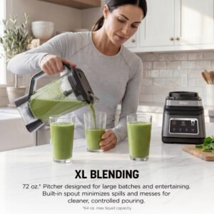 Smoothie poured from the Ninja Professional Plus 72 oz pitcher