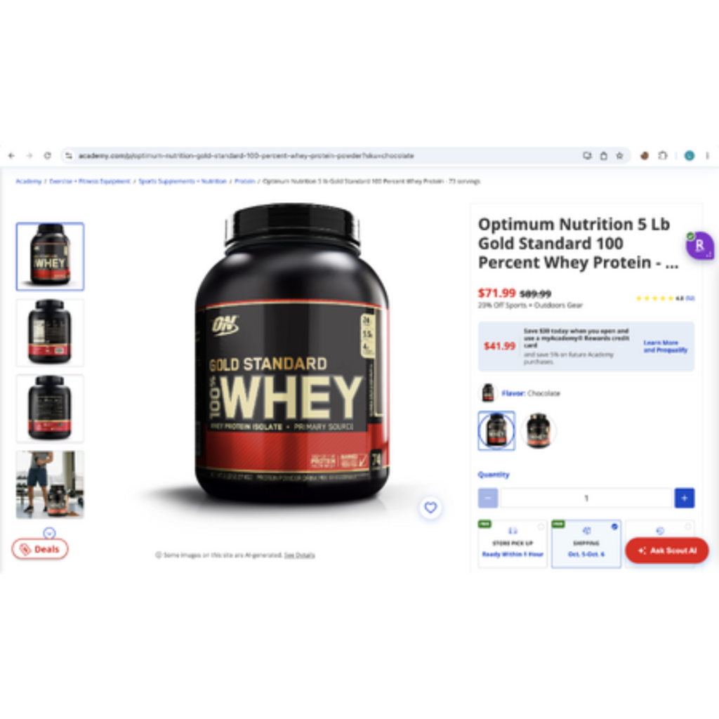 Optimum Nutrition Gold Standard Whey 5 lb Chocolate on Academy for $71.99