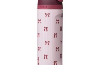 Owala FreeSip 24 oz Special Edition water bottle in Take a Bow with red bows