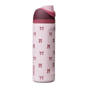 Owala FreeSip 24 oz Special Edition water bottle in Take a Bow with red bows