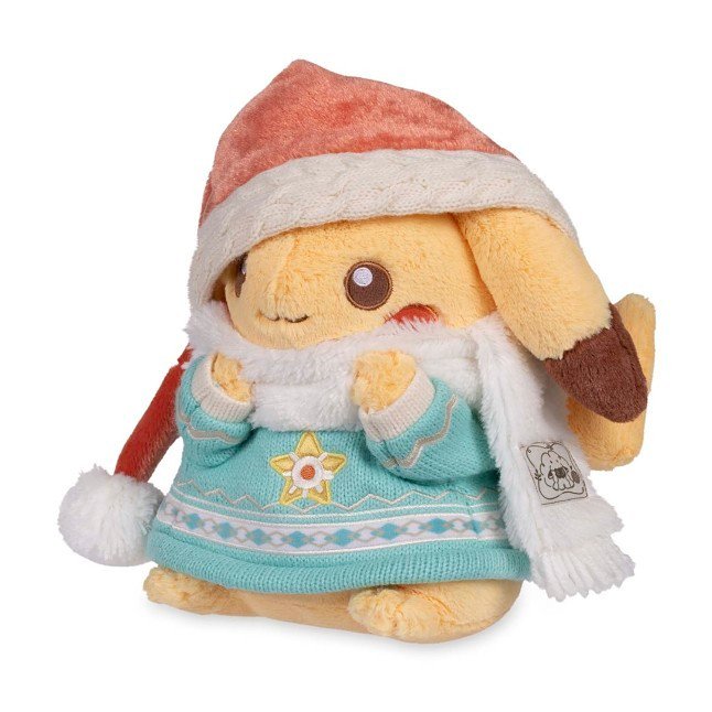 Pikachu Pokemon Holiday Plush 10.5 inch in Santa hat and teal sweater