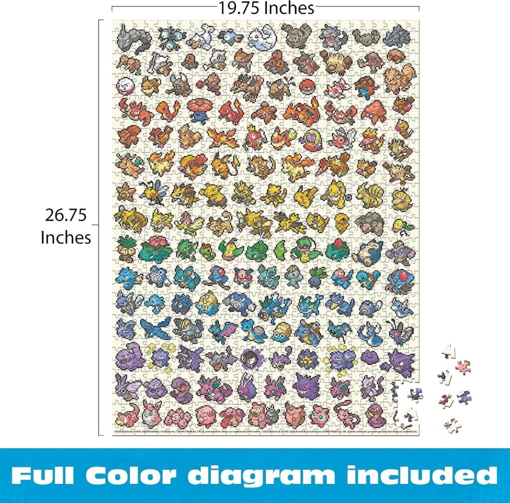 Buffalo Games Pokémon Pixel Rainbow 1000-piece puzzle finished size 26.75 x 19.75 inches