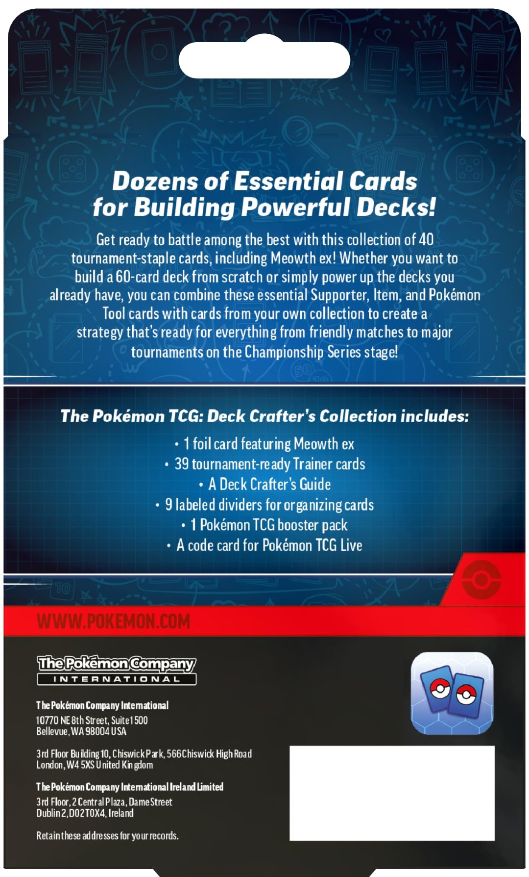 Pokémon TCG Deck Crafter's Collection Meowth ex box back