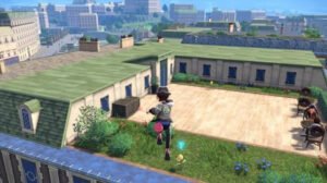Pokémon Legends: Z-A gameplay screenshot trainer on Lumiose City rooftop