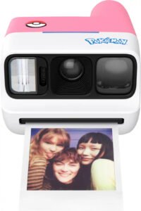 Polaroid Go Gen 3 Sylveon Edition pink and white camera with ejected photo
