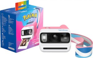 Polaroid Go Gen 3 Sylveon Edition camera with pink white strap and retail box