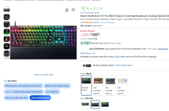 Razer Huntsman V3 Pro 8KHz Esports Gaming Keyboard black full size with Chroma RGB and leatherette wrist rest Amazon listing