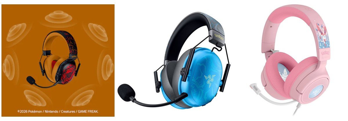 Razer x Pokemon Charizard, Lucario and Sylveon headsets