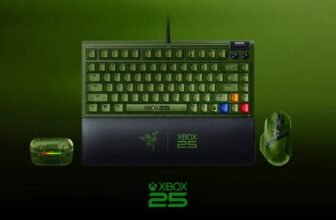 Razer x Xbox 25th Anniversary Collection in translucent green: BlackWidow V4 75% keyboard, Basilisk V3 Pro 35K mouse and Hammerhead V3 X earbuds