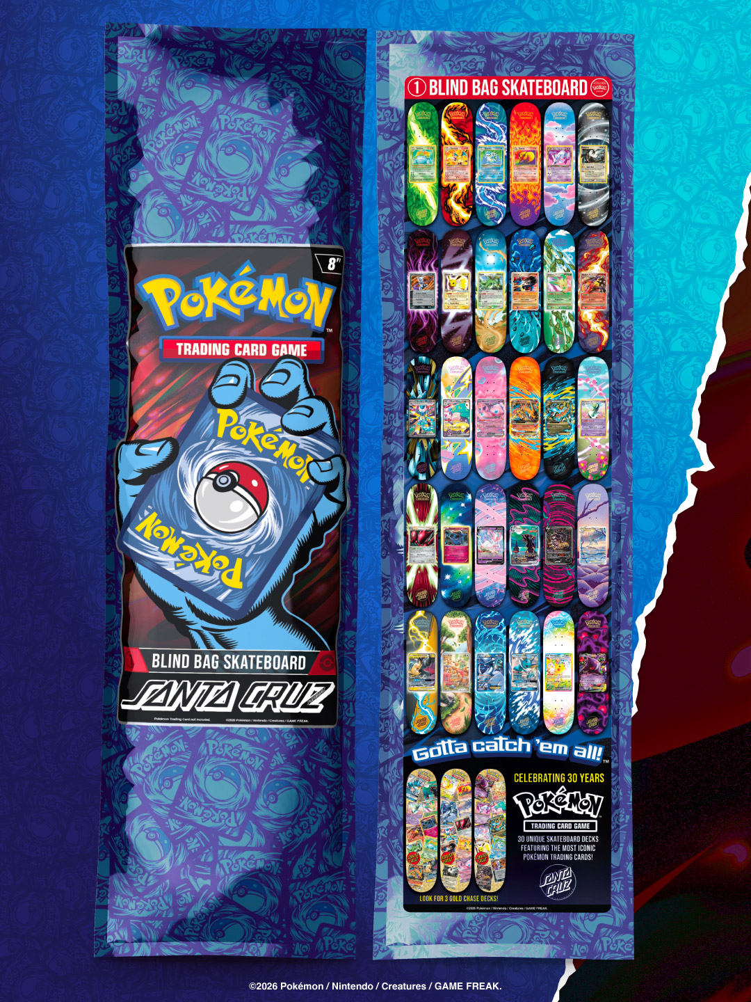 Santa Cruz x Pokémon TCG blind bag: 30 decks with gold chase decks