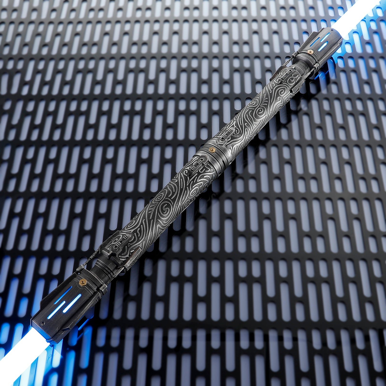Satele Shan double-bladed metal lightsaber