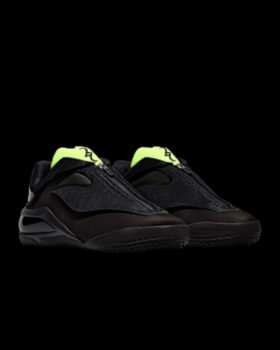 Nike SHAI 001 Shroud Shock black basketball shoes with neon green heel tab