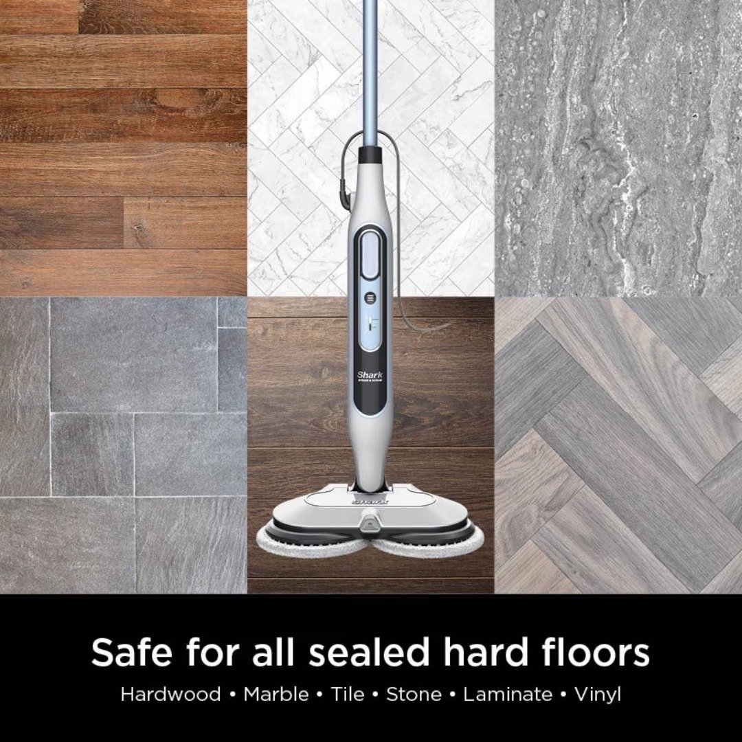 Shark Steam & Scrub is safe for sealed hard floors: hardwood, marble, tile, stone, laminate and vinyl