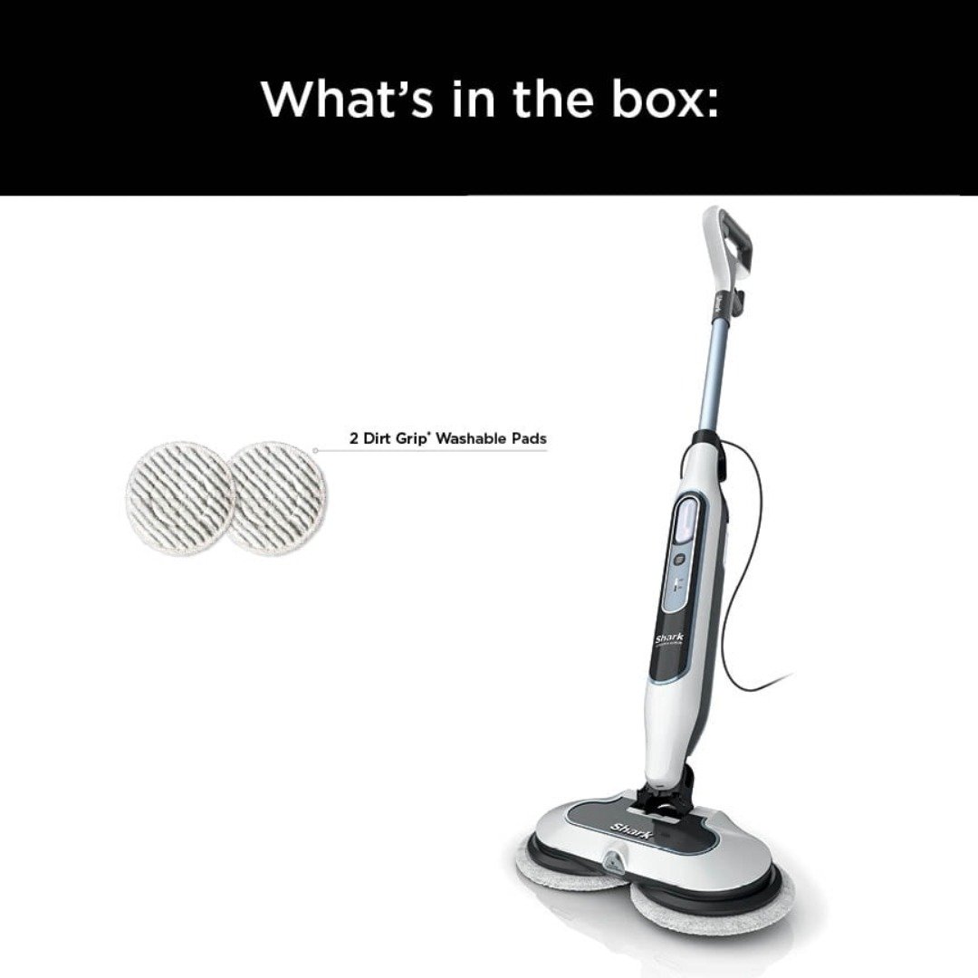 What's in the box: Shark Steam & Scrub S8200 mop and 2 Dirt Grip washable pads