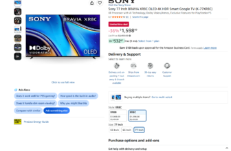 Sony 77 Inch BRAVIA XR8C OLED 4K HDR Smart Google TV K-77XR8C Amazon deal product image