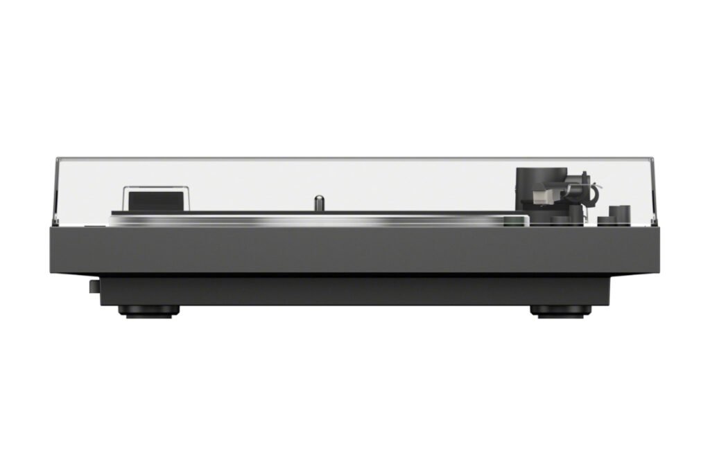 Sony PS-LX3BT Bluetooth turntable black studio product shot with dust cover closed