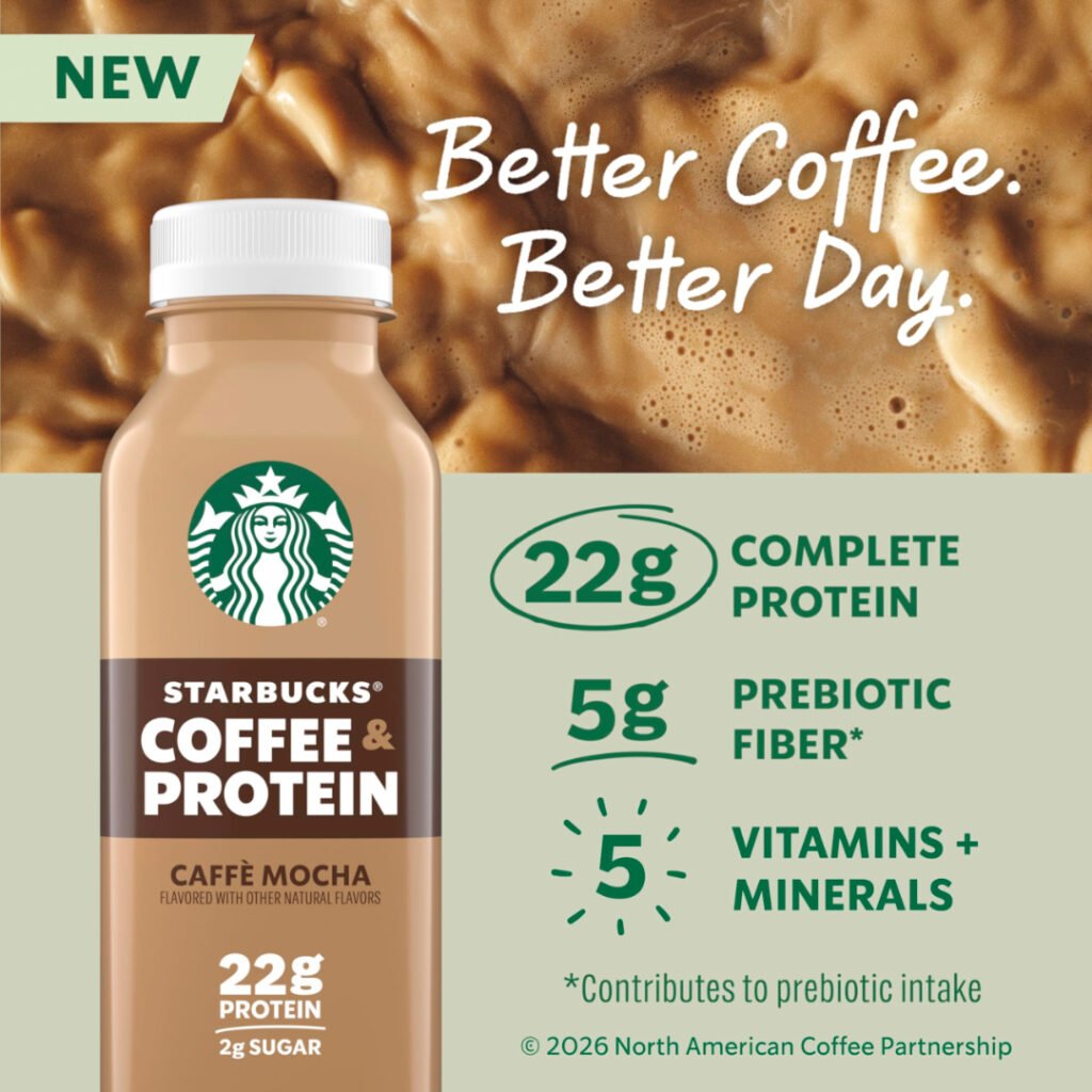 Starbucks Coffee and Protein 22g complete protein 5g prebiotic fiber 5 vitamins and minerals