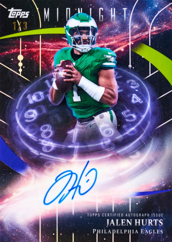 2026 Topps Midnight Football Jalen Hurts autograph card numbered to 3