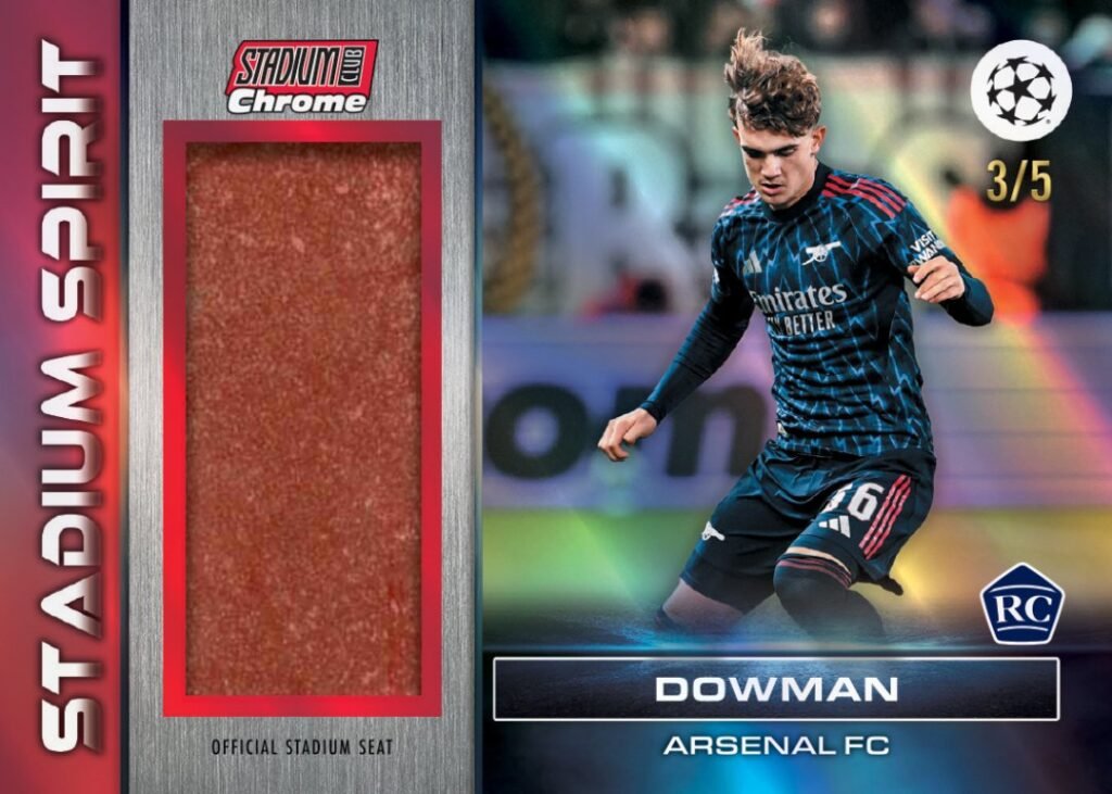 Topps Stadium Club Chrome UEFA Champions League – Dowman Stadium Spirit Seat Relic RC card