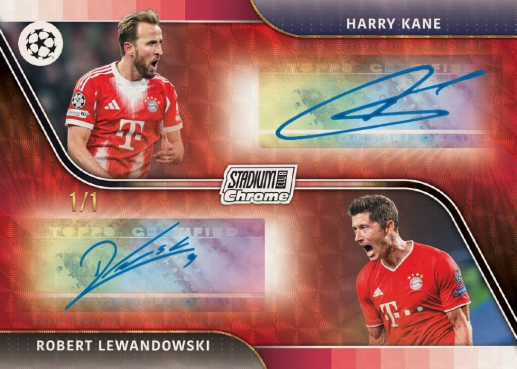 Topps Stadium Club Chrome UEFA Champions League – Harry Kane / Robert Lewandowski Dual Autograph card