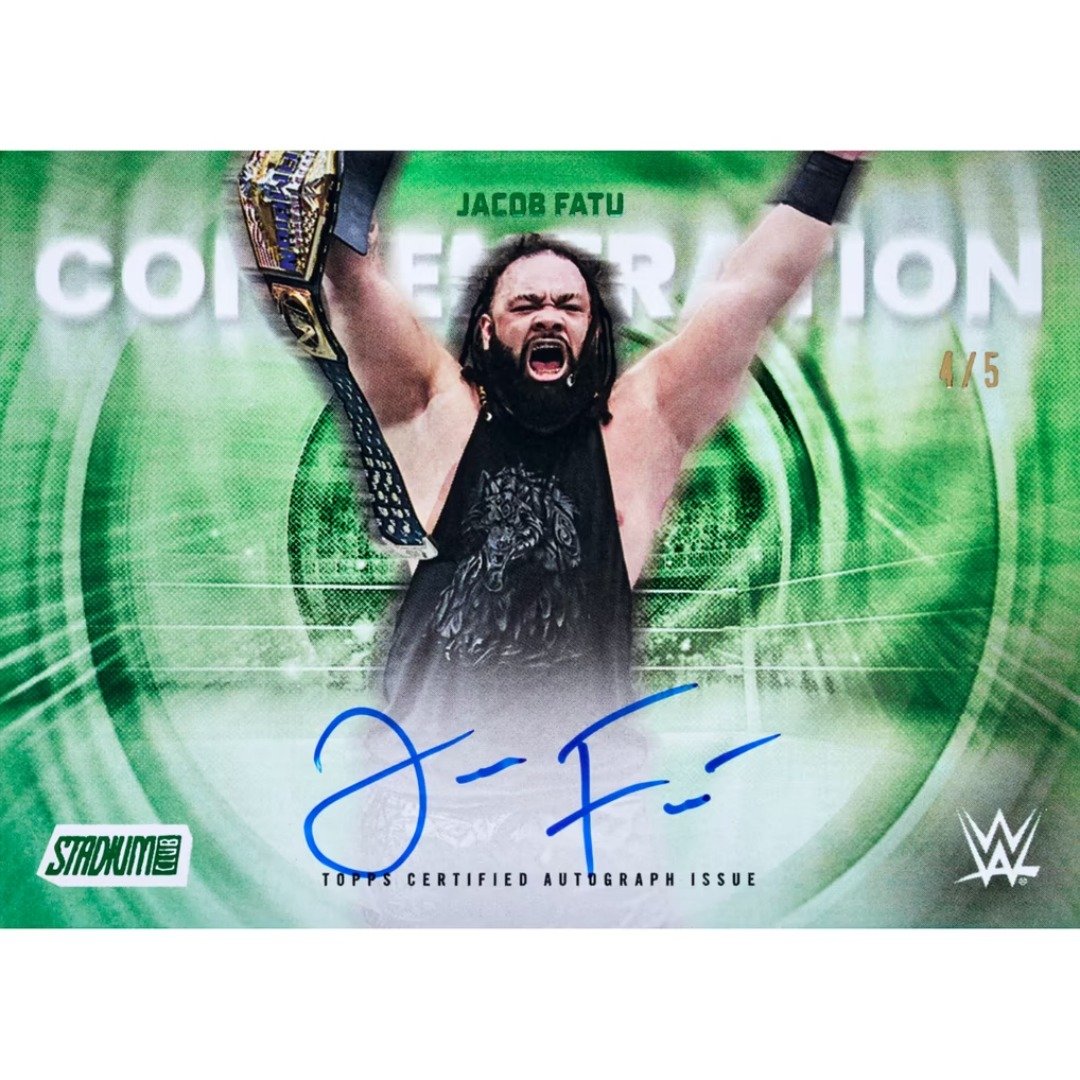 Jacob Fatu autograph card, 2026 Topps Stadium Club WWE