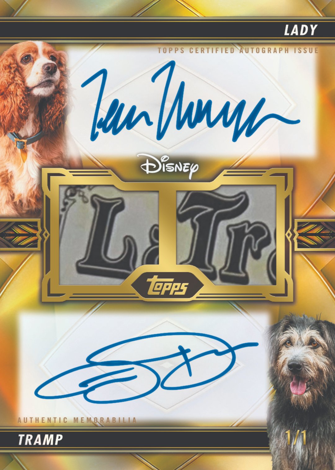 Lady & Tramp Dual Autograph + Memorabilia 1/1 Topps Vault Disney card